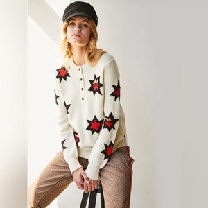 Scotch & Soda Cream and Black Crew Neck Sweater